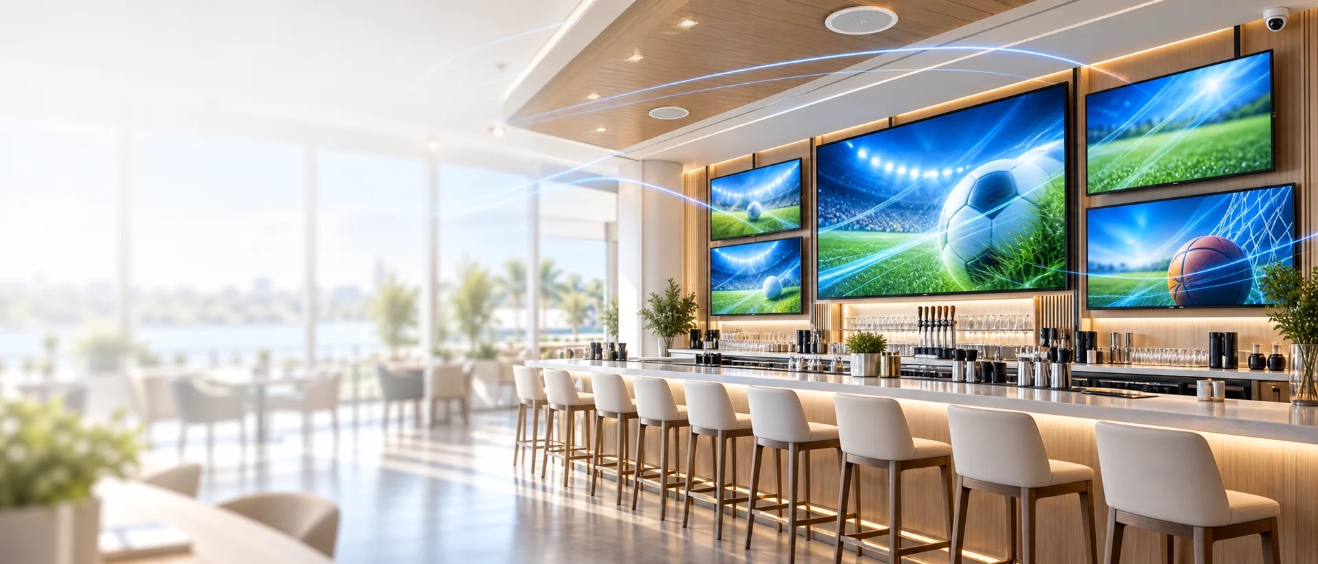 Commercial television and audio-video installation for a restaurant or sports bar