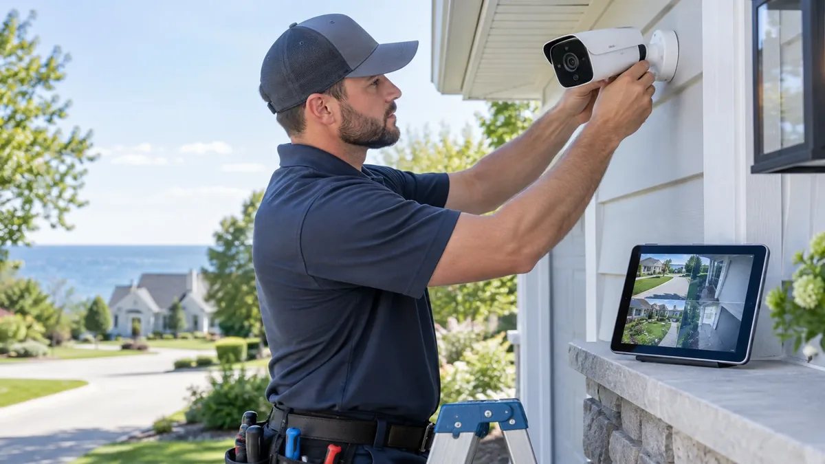 Exterior security camera installation for a Northeast Ohio home